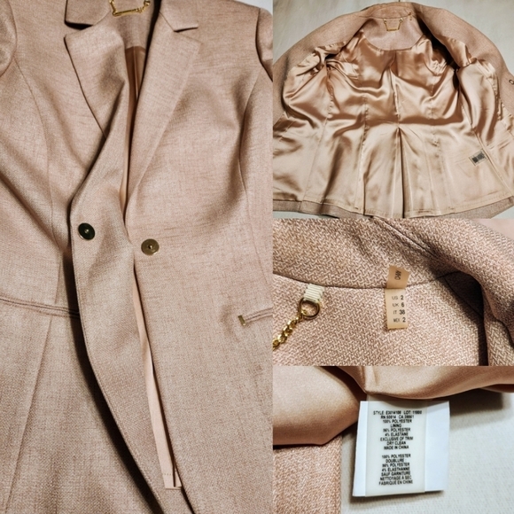 Elie Tahari Gold Blazer Sheath Dress Suit Size 2 4 - Picture 6 of 12